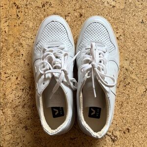 Veja Perforated White Lace-Up Sneakers